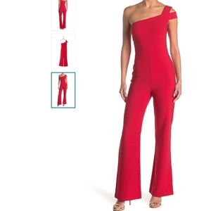 BCBG Red Maxson One Shoulder Jumpsuit
